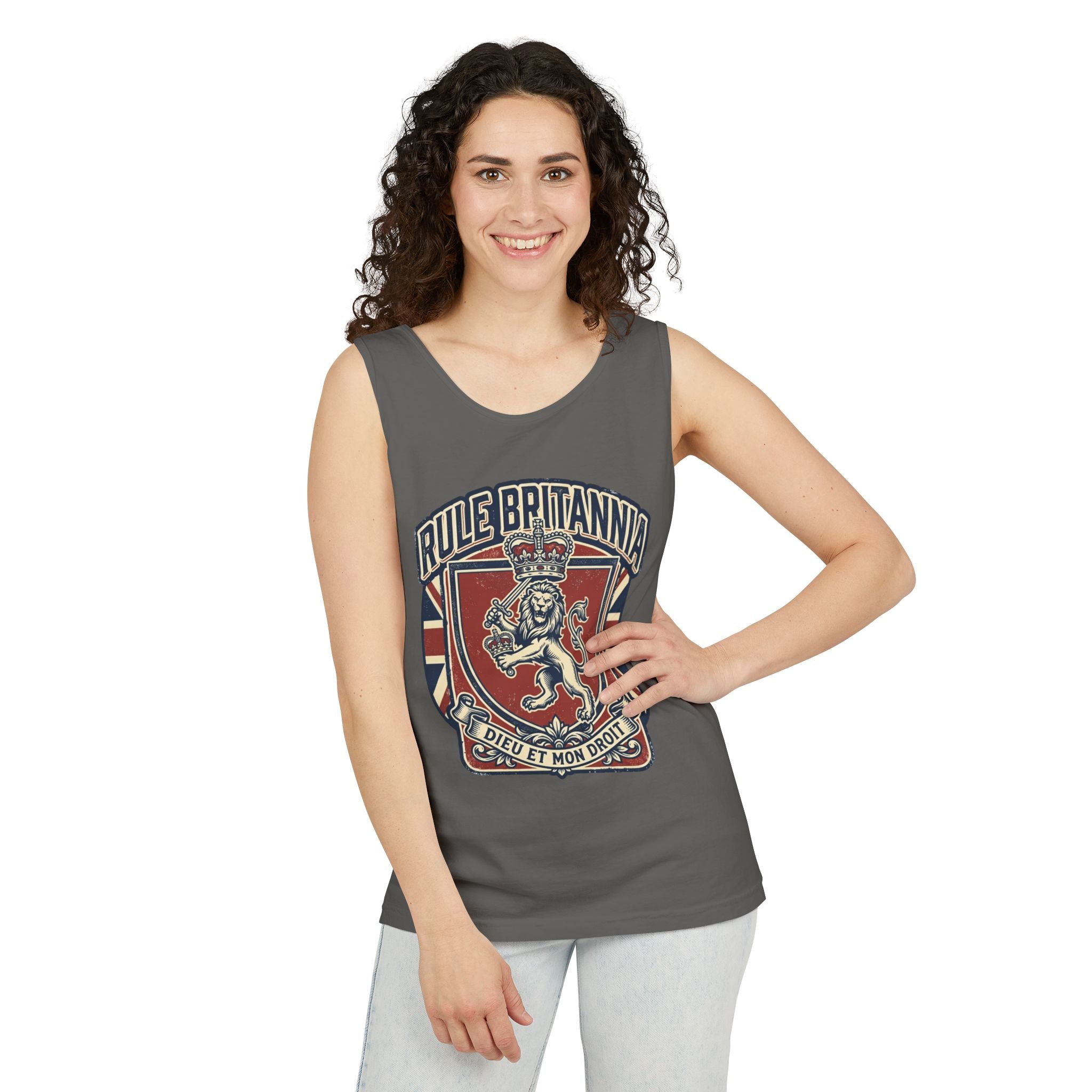 British Patriotic Print Tank Top — 'Patriotic' Slogan