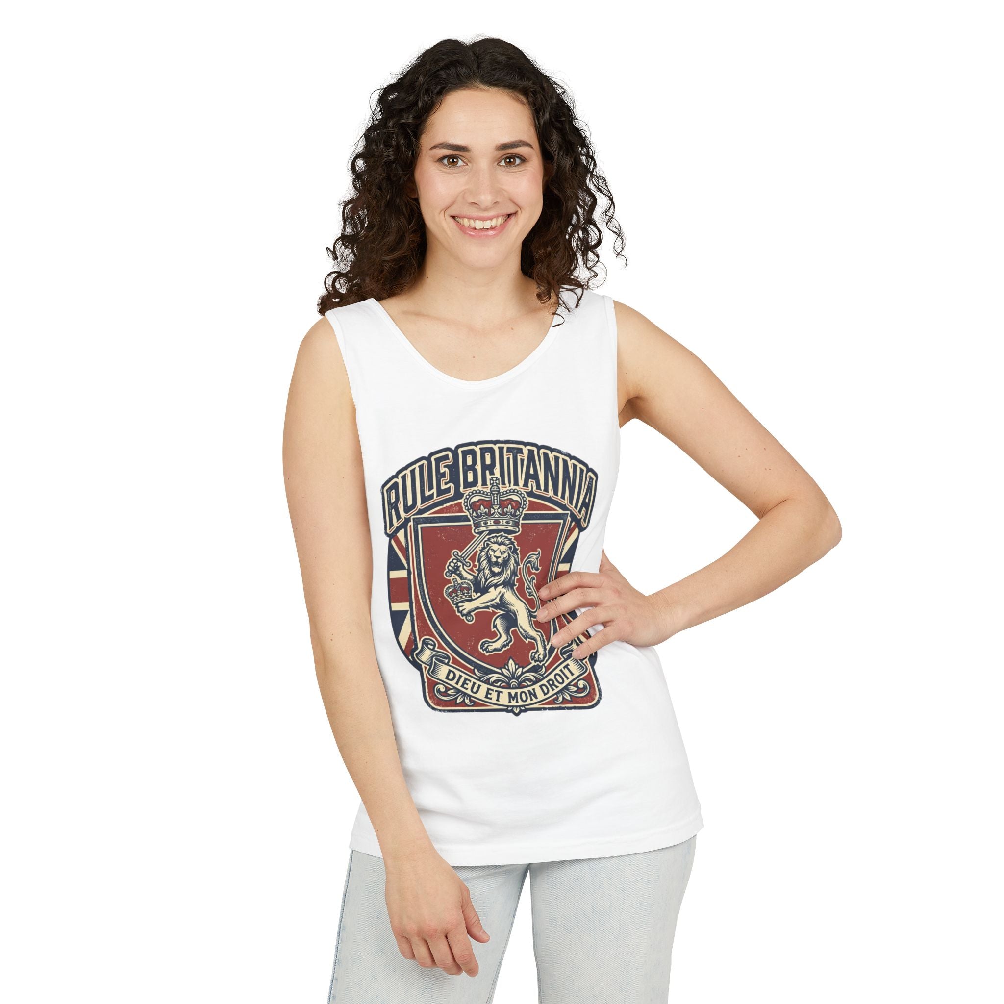 British Patriotic Print Tank Top — 'Patriotic' Slogan